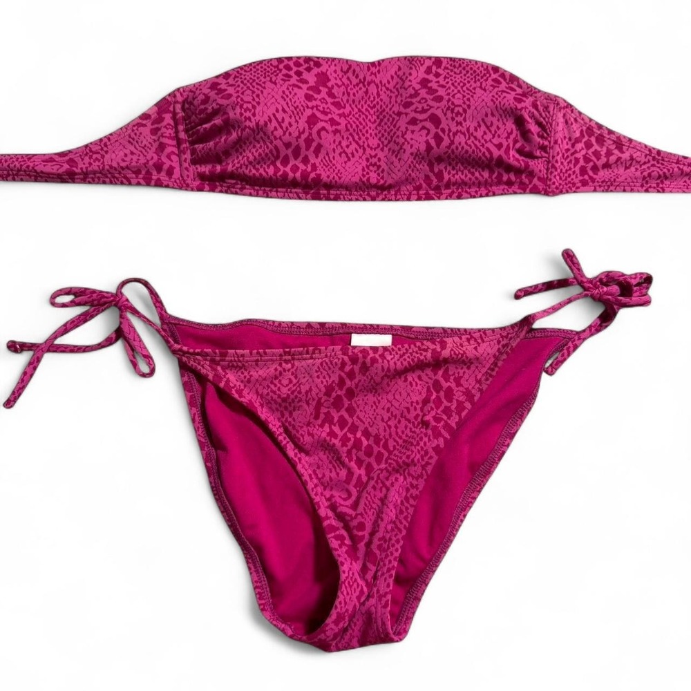 Xhilaration Pink Snakeskin Bandeau Bikini Set Y2K Mcbling Animal Print Swimsuit
